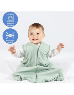 Saco de Sueño para Bebés 6-12 Meses Algodón Rayón Verde 2