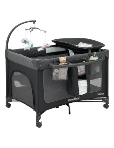 Parque para Bebés Pamo Babe Magic Fold 100x70 cm Gris Oscuro