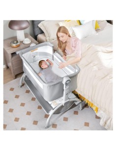 Cuna 3 en 1 INFANS para Bebés Plegable y Ajustable Gris