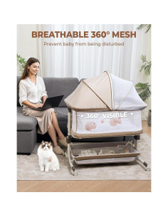 Cuna de Lado Mejorada MOMFANN Camel con Malla y 6 Alturas 2