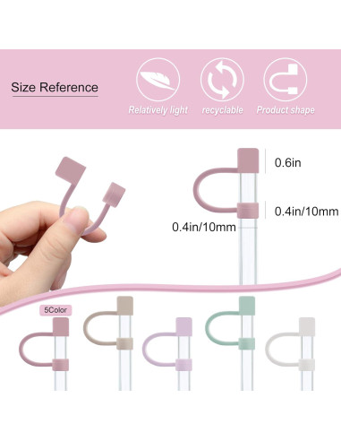 Cubiertas de Silicona Velaco para Pajitas 10mm - 5 Piezas