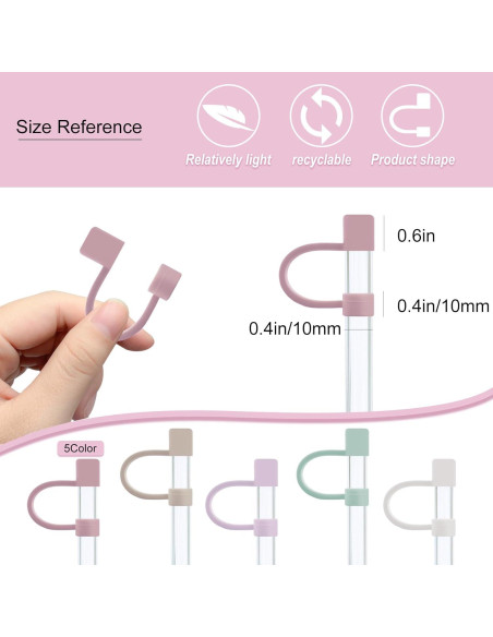 Cubiertas de Silicona Velaco para Pajitas 10mm - 5 Piezas