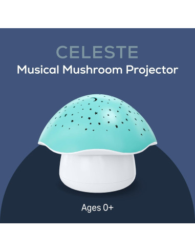 Proyector Nocturno Musical Hongo Celeste para Bebés - Luz y Sonido