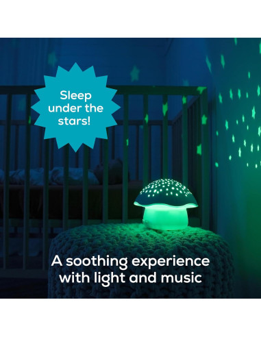 Proyector Nocturno Musical Hongo Celeste para Bebés - Luz y Sonido