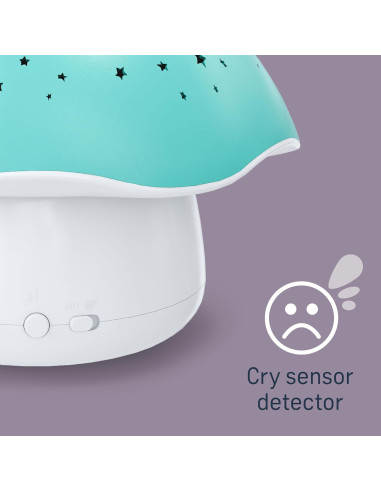 Proyector Nocturno Musical Hongo Celeste para Bebés - Luz y Sonido