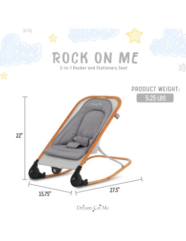 Rocker 2-en-1 Rockear Conmigo Gris - Asiento Estacionario Bebé