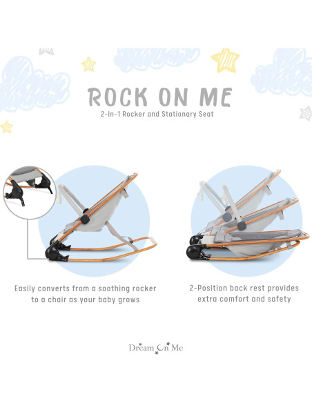 Rocker 2-en-1 Rockear Conmigo Gris - Asiento Estacionario Bebé