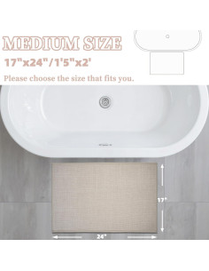 Alfombra de baño AevitasX 43x61 cm beige antideslizante 2