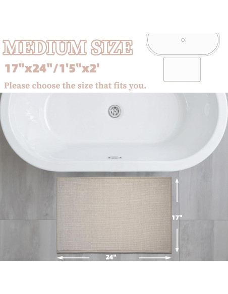 Alfombra de baño AevitasX 43x61 cm beige antideslizante