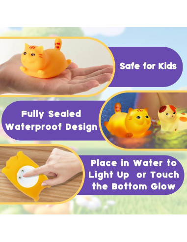 Set de 6 Juguetes de Baño Iluminados Gato VIBOYLAR 6.35 cm