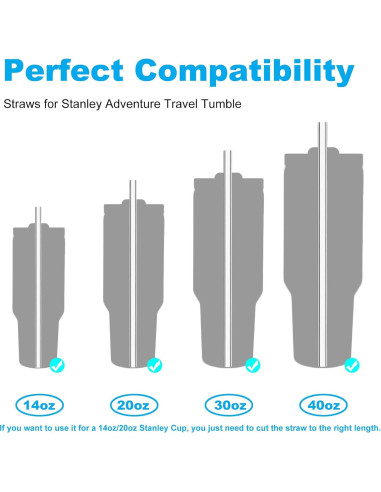 Pajitas Reutilizables Ajedrmy para Taza Stanley 40 oz - 6 Pzas