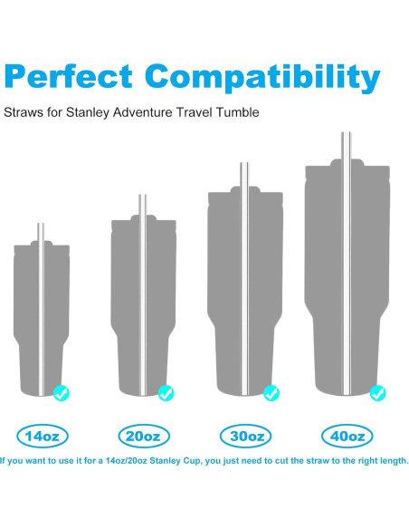 Pajitas Reutilizables Ajedrmy para Taza Stanley 40 oz - 6 Pzas