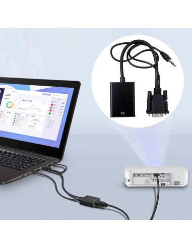 Adaptador VGA a HDMI 1080P USonline911 con Audio 3.5mm