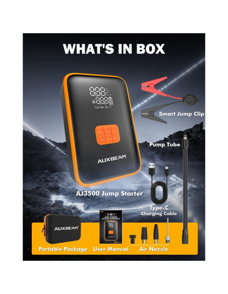 Arrancador de Salto Auxbeam AJ3500 con Compresor 3500A