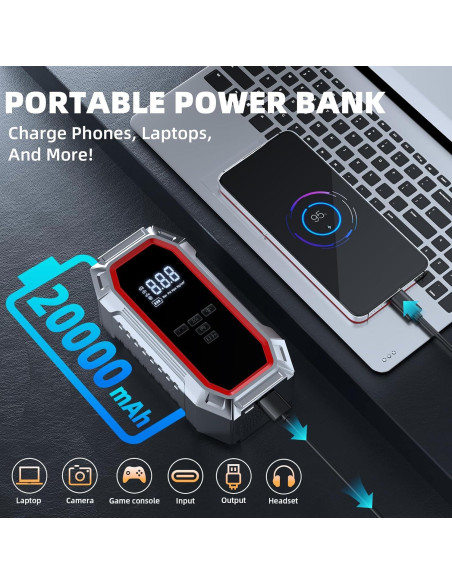 Arrancador de Salto DECHANIE JN-088D 5000A con Compresor 160PSI