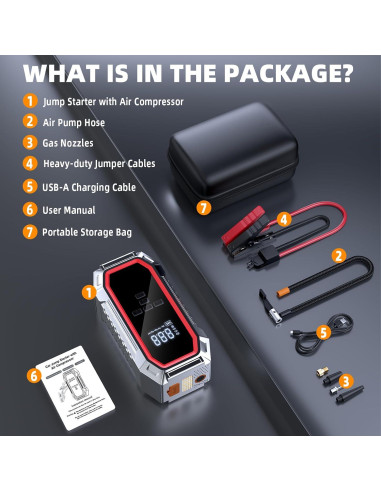 Arrancador de Salto DECHANIE JN-088D 5000A con Compresor 160PSI