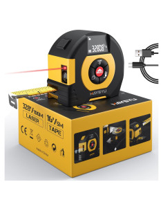 Cinta Métrica Láser 2-en-1 MAYSYU 100m y Cinta 5m Auto-Bloqueo