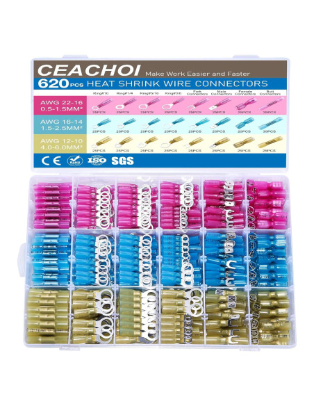 Kit de Conectores Eléctricos 620PCS CEACHOI Impermeables