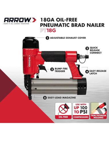 Clavadora neumática Arrow PT18G 18 calibres sin aceite