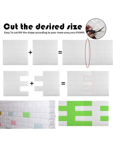 Paneles de Pared 3D Autoadhesivos Sodeno 10 Pzs Ladrillo Blanco
