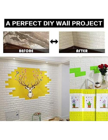 Paneles de Pared 3D Autoadhesivos Sodeno 10 Pzs Ladrillo Blanco