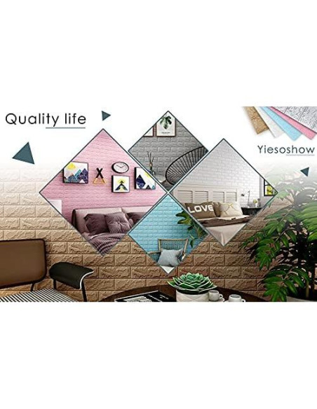 Paneles de Pared 3D Autoadhesivos Sodeno 10 Pzs Ladrillo Blanco