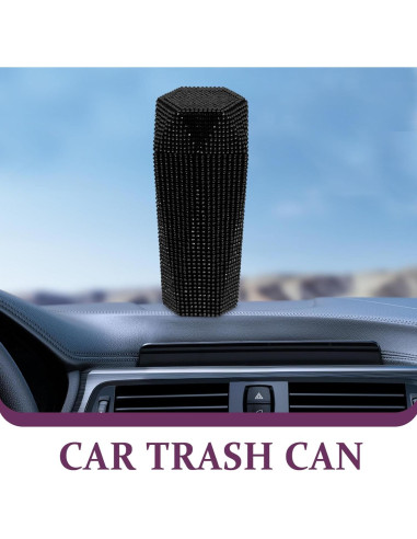 Basurero de Coche iplusmile con Tapa y Rhinestones Negro