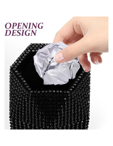 Basurero de Coche iplusmile con Tapa y Rhinestones Negro