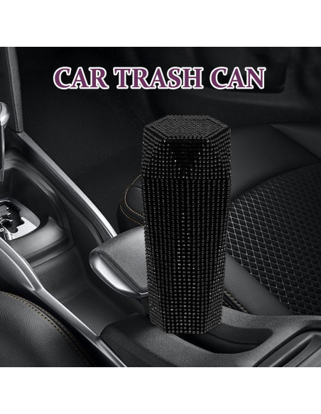 Basurero de Coche iplusmile con Tapa y Rhinestones Negro