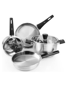 Juego de Ollas y Sartenes Meythway Acero Inoxidable 6 Piezas