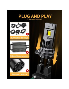 Bombilla LED H7 MIFMIA 40000LM 6000K Luz Fría Paquete de 2 2