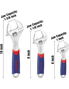 Conjunto de Llaves Ajustables WORKPRO 3 Piezas 160-250mm 2