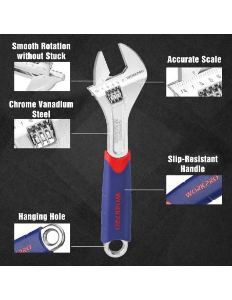 Conjunto de Llaves Ajustables WORKPRO 3 Piezas 160-250mm