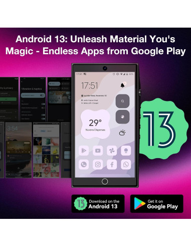 Reproductor MP3 Android 13 YEOODOP 192GB Bluetooth WiFi