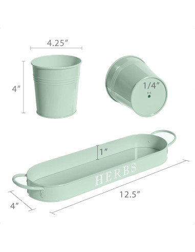 Juego de 3 Macetas de Metal para Hierbas Barnyard Verde Suave