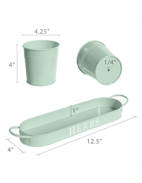 Juego de 3 Macetas de Metal para Hierbas Barnyard Verde Suave