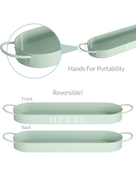 Juego de 3 Macetas de Metal para Hierbas Barnyard Verde Suave