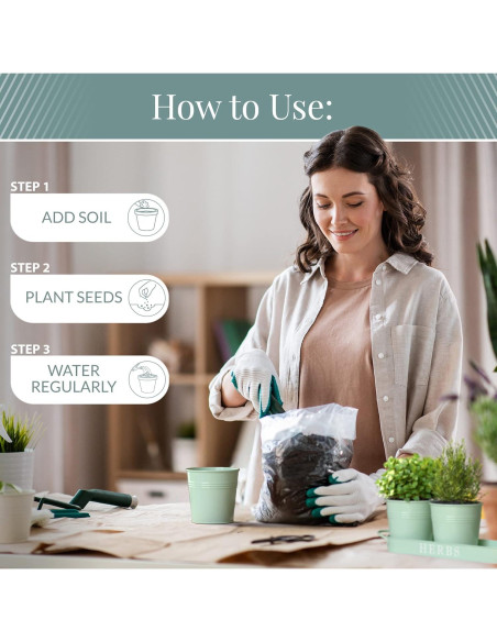 Juego de 3 Macetas de Metal para Hierbas Barnyard Verde Suave