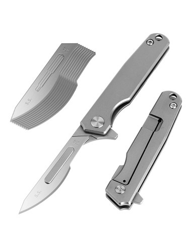 Cuchillo Plegable OLITANS T010 EDC con 10 Cuchillas Reemplazables