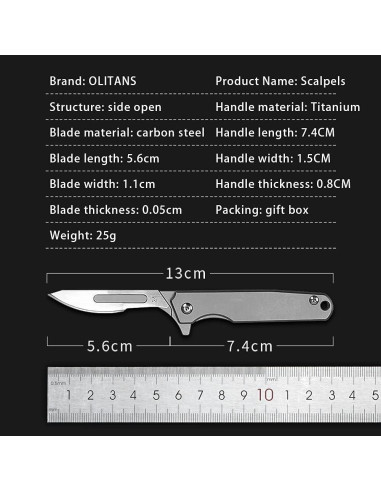 Cuchillo Plegable OLITANS T010 EDC con 10 Cuchillas Reemplazables