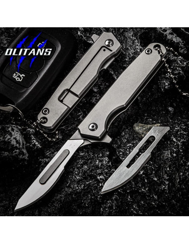 Cuchillo Plegable OLITANS T010 EDC con 10 Cuchillas Reemplazables