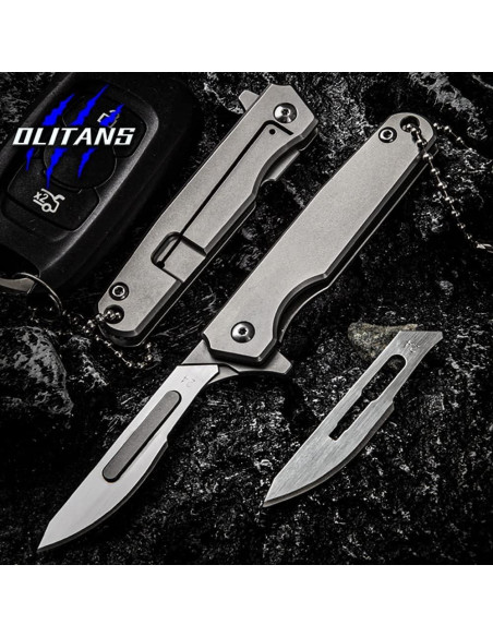 Cuchillo Plegable OLITANS T010 EDC con 10 Cuchillas Reemplazables