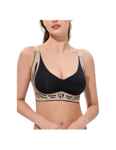Sujetador Push Up Inalámbrico Sin Aros para Mujeres - Negro M