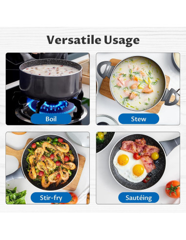 Juego de Ollas y Sartenes BEZIA 10 Piezas Antiadherentes