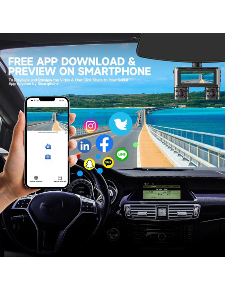 Cámara Dash 360 HUPEJOS V7 4 Canales FHD 1080p Wi-Fi 64GB