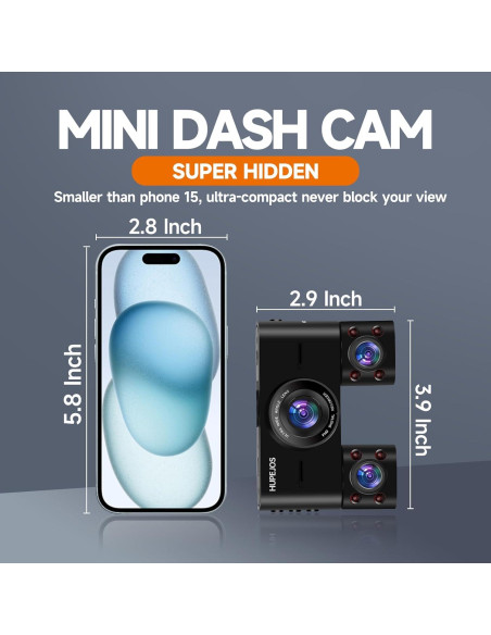 Cámara Dash 360 HUPEJOS V7 4 Canales FHD 1080p Wi-Fi 64GB