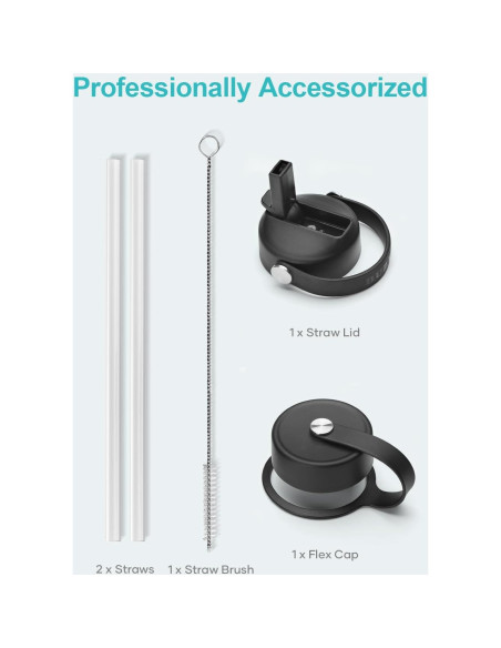 Botella de Agua Aislada BUZIO 32 oz Doble Pared Negra