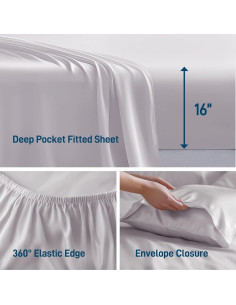 Juego de Sábanas de Lujo Aveallore Reina 4 Piezas Gris 2