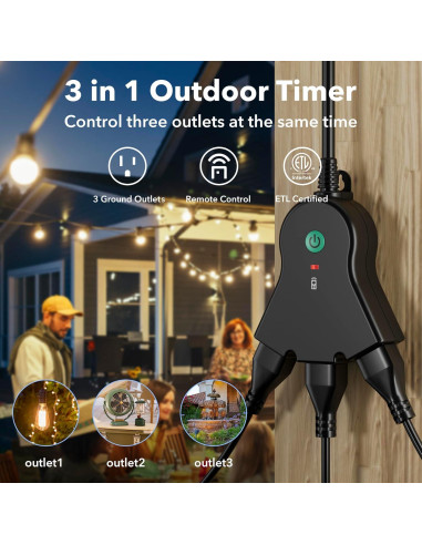 Enchufe Inalámbrico BN-LINK 3 Patas 15A Control Remoto