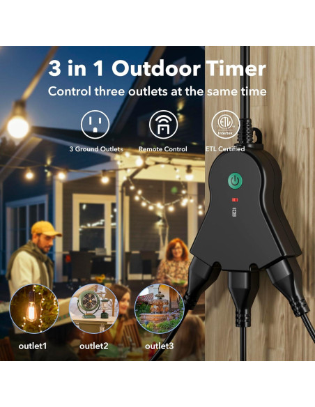 Enchufe Inalámbrico BN-LINK 3 Patas 15A Control Remoto